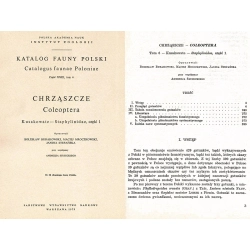KATALOG FAUNY POLSKI - KUSAKOWATE - STAPHYLINIDAE - CZĘŚĆ 1 KATALOG FAUNY POLSKI - KUSAKOWATE - STAPHYLINIDAE - CZĘŚĆ 1